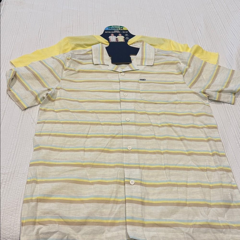 NWT. Hurley Youth Woven Shirt & Tee Set. Size X Large